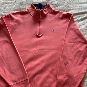 Men's Quarter-Zip Pullover Sweater - Coral
